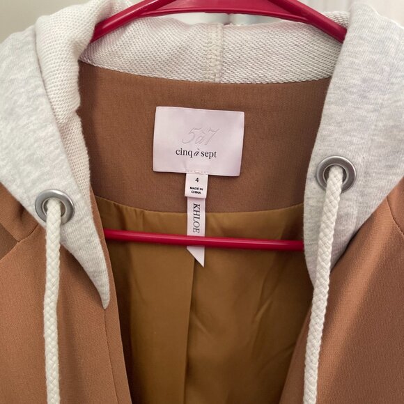 Cinq A Sept- Hooded Khloe Jacket In Cinnamon Oatmeal (Size 4) - Picture 2 of 4